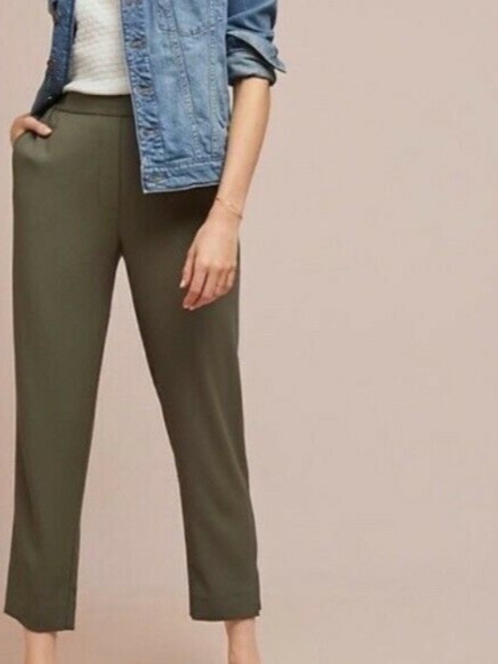 Anthropologie The Essential Pull-On Trouser, Olive, Small